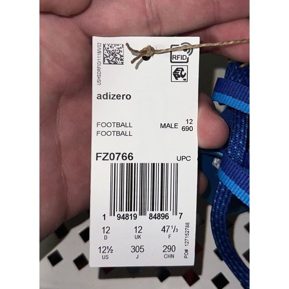 Adidas Adizero 2021 Mens Football Cleats Size 12.5 White Blue FZ0766 main image 7